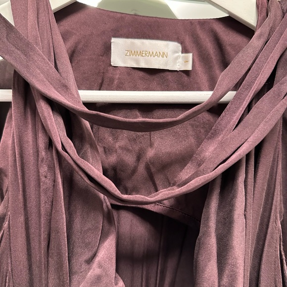 Zimmermann Wrap Silk Dress in Burgundy - Size AU1 - Picture 6 of 7